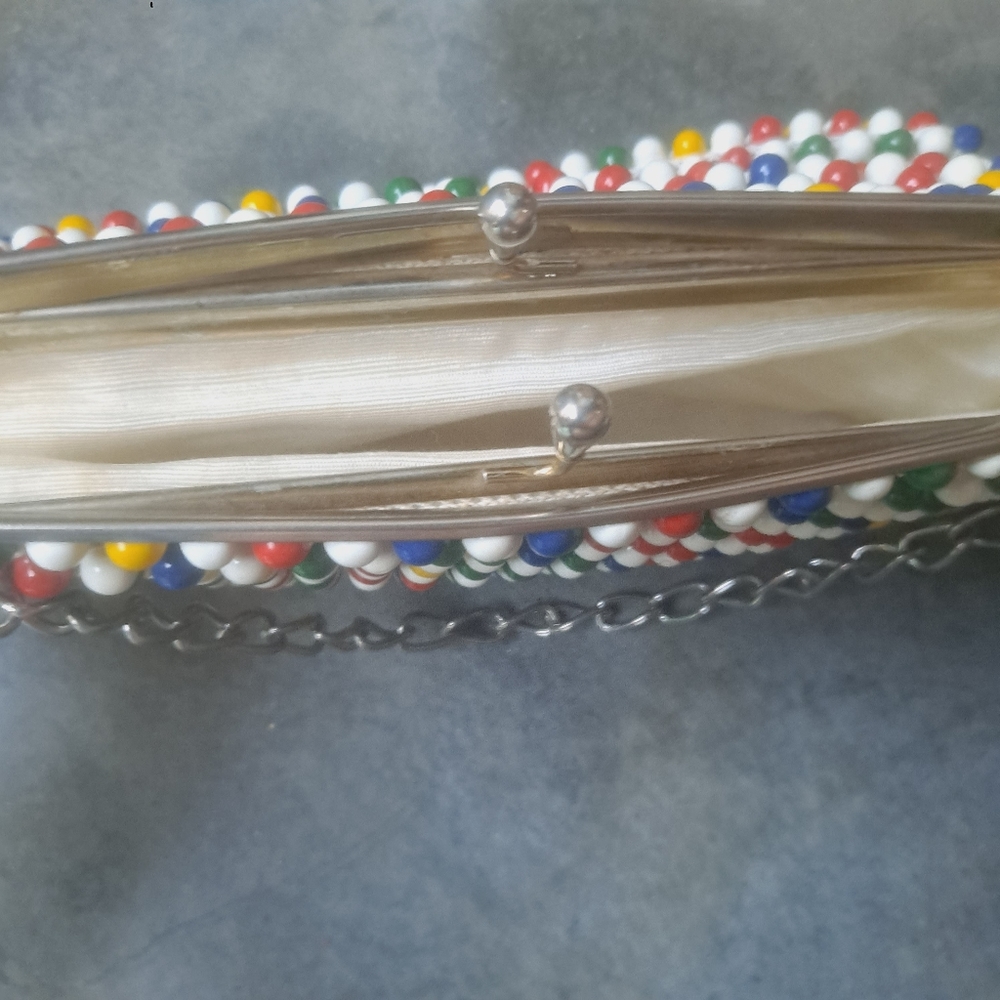 Vintage 1950's Bubble Beads Purse Yellow, Red, & Geen Handbag - Picture 9 of 12